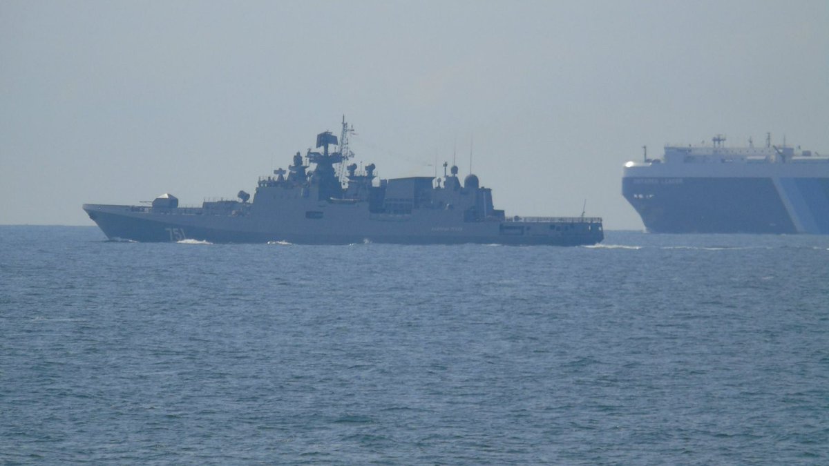 Belgian and Spanish warships escorting Russian Frigate